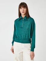 Yarım Fermuarlı Sweatshirt Dik Yaka