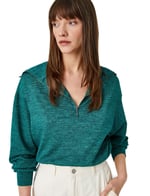Yarım Fermuarlı Sweatshirt Dik Yaka