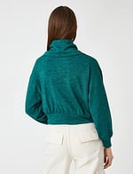 Yarım Fermuarlı Sweatshirt Dik Yaka