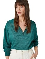 Yarım Fermuarlı Sweatshirt Dik Yaka