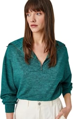 Yarım Fermuarlı Sweatshirt Dik Yaka