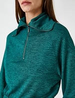 Yarım Fermuarlı Sweatshirt Dik Yaka