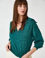 Yarım Fermuarlı Sweatshirt Dik Yaka