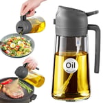 YARRAMATE Zeytinyağı Dispenseri, Yemek Pişirme için 2'si 1 Arada Püskürtücü, 470ml Cam Püskürtme Şişesi, Mutfak, Salata, Kızartma, Barbekü için Gıda Sınıfı Yağ Dağıtıcı ve Yağ（gri） | Gıda sınıfı dağıt