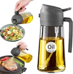 YARRAMATE Zeytinyağı Dispenseri, Yemek Pişirme için 2'si 1 Arada Püskürtücü, 470ml Cam Püskürtme Şişesi, Mutfak, Salata, Kızartma, Barbekü için Gıda Sınıfı Yağ Dağıtıcı ve Yağ（gri） | Gıda sınıfı dağıt