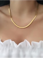 Yassı italyan Model Gold Kararmaz Çelik Kadın Kolye