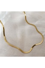 Yassı italyan Model Gold Kararmaz Çelik Kadın Kolye