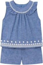 Yazlık Kız Bebek Bluz Şort Set Mavi 84 12AY