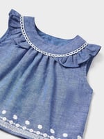 Yazlık Kız Bebek Bluz Şort Set Mavi 84 12AY