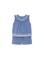 Yazlık Kız Bebek Bluz Şort Set Mavi 84 12AY