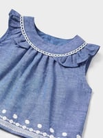 Yazlık Kız Bebek Bluz Şort Set Mavi 84 12AY