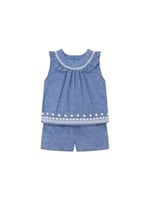 Yazlık Kız Bebek Bluz Şort Set Mavi 84 12AY