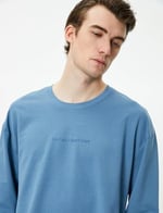 Yazlık Oversize Tişört Bisiklet Yaka Slogan Baskılı