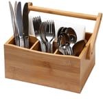 YBM HOME Bambu Sofra Takımı Gereç Caddy Peçete Tutacağı ve Kulplu, Mutfak ve Kamp Gezisi için Ahşap Piknik Sepeti, 336