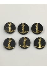 Yelek Hırka Düğmesi 6 Lı Set Çapa Armalı 1,8 Cm, d207