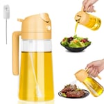 Yemek pişirmek için yağ şişesi, 470 ml yağ püskürtme şişesi, 2'si 1 arada dağıtıcı şişe, cam pişirme şişesi, cam yağ şişesi, yağ şişesi ağzı ve püskürtücü, salata ve ekmek pişirmek için yağ püskürtücü