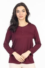 Yeni Sezon Sade Desen Yuvarlak Yaka Likralı Anne Penye Bluz 6484
