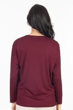 Yeni Sezon Sade Desen Yuvarlak Yaka Likralı Anne Penye Bluz 6484