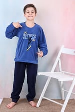 Yeni Sezon Sonbahar/Kış Erkek Çocuk Skate Desenli Polar Pijama Takımı 4515