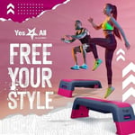 Yes4All 48 cm Aerobik Egzersiz Step Platformu, 2 Yükseltici ile, Ayarlanabilir Yükseklikli Antrenman Step Tahtası 7,6 cm ve 13 cm için Ev Spor Salonu