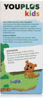 Youplus Kids Omega 3 Balık Yağı Şurup 150 ML