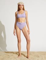 Yüksek Bel Bikini Altı Kemer Detaylı Dokulu