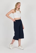 Yüksek Bel Cepli Rahat Kesim Mevsimlik Kadın Diz Altı 4'lü Bermuda Siyah-Lacivert-Gri-Antrasit Kapri Şort MTLCB111-4 - Bedenler: 3XL, 4XL, XS, S, M, L, XL