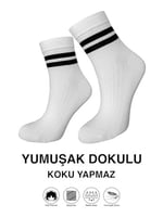 Yumuşak Dokulu Çizgili Likralı Kadın Soket Çorap, 3'lü - 6'lı Paket