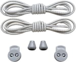 Yuvarlak, Akıllı, Kilitle, Tak-Bırak Bağcık, Yeni Nesil, Bağlamaya Gerek Olmayan Bot, Spor, Klasik Ayakkabı Bağcığı,Elastik 100 cm,1 Çift (Gri) (Çizgisiz Gri)