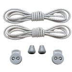 Yuvarlak, Akıllı, Kilitle, Tak-Bırak Bağcık, Yeni Nesil, Bağlamaya Gerek Olmayan Bot, Spor, Klasik Ayakkabı Bağcığı,Elastik 100 cm,1 Çift (Gri) (Çizgisiz Gri)