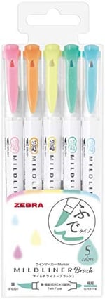 Zebra Mildliner Brush Pen 5C Set