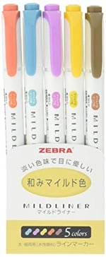 Zebra Mildliner Wkt7-5 C Rc 5 Renkli Markör Kalem Seti,Japonya'Dan, Medium