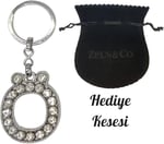 Zeus&Co. Ö Harfi Taşlı Anahtarlık Hediye Kesesi İle Birlikte
