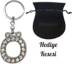 Zeus&Co. Ö Harfi Taşlı Anahtarlık Hediye Kesesi İle Birlikte