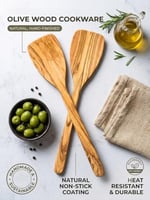 Zeytin Ağacı Spatula 2'li Set – İnce ve Hafif – Omlet, Krep, Krep ve Hafif Tavada Kızartmak için Mükemmel – Yapışmaz Tavalar için Güvenli