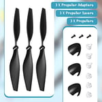 Zhanmai 3 Set Yedek Rc Uçak Pervanesi Rc Uçak Karbon Fiber Burun Konisi TR-C285G Rc Düzlem ve TR-C385 ile Uyumlu 4 Kanallı Uzaktan Kumandalı Uçak Pervane Koruyucular ve Adaptörler