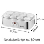 Zilan Yoğurt makinesi, yoğurt makinesi, 1,44 litre, 8 cam şişe, her biri 180 ml, dijital ekran, 20 – 55 °C sıcaklık ayarı, yoğurt hazırlayıcı, beyaz