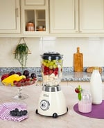 ZLN1207 Retro stand blender, 1,5 l cam hazneli, parçalayıcı, Smoothie makinesi, mikser, paslanmaz çelik bıçak, 2 hız ve nabız fonksiyonu, paslanmaz çelik gövde, güçlü mikser, vintage tasarım