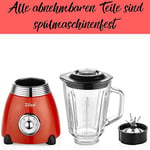 ZLN7057 60'lı yıllar retro blender, 6 bölmeli metal bıçak, 1,5 litre ml, 500 Watt, cam, paslanmaz çelik, nabız fonksiyonu, evrensel güçlü mikser, Smoothie makinesi, buz kırıcı, yumurta akı çalkalayıcı