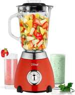 ZLN7057 60'lı yıllar retro blender, 6 bölmeli metal bıçak, 1,5 litre ml, 500 Watt, cam, paslanmaz çelik, nabız fonksiyonu, evrensel güçlü mikser, Smoothie makinesi, buz kırıcı, yumurta akı çalkalayıcı