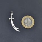 Zülfikar Kılıç - Ya Ali Erkek Kadın Kolye Antik Gümüş Kaplama - 60 cm Düz Zincir