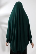 Zümrüt Yeşili Hazır Pratik Sultanbaş Tesettür Kollu Penye Sufle Eşarp Hijab