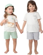 Zuppers 2li Organik Pamuk T-Shirt Şort Takım(0-4 Yaş) - Gri Melanj - 1-2 Yaş