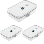 Zwilling Fresh & Save Vakumlu Yemek Taşıma Kabı, L Düz, Plastik, Yari Şeffaf-Akdeniz Mavisi 3lü paket