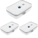 Zwilling Fresh & Save Vakumlu Yemek Taşıma Kabı, L Düz, Plastik, Yari Şeffaf-Akdeniz Mavisi 3lü paket