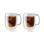 Zwilling Sorrento Çift Camlı Kulplu 2'li Kahve Bardağı Seti, 355 ml, Cam, Şeffaf Cam