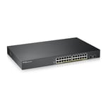 Zyxel 24-Port 10/100/1000 Gigabit PoE Switch | Smartmanaged | Rack Mount | 24 PoE + Port | 170 Watt | 2 SFP Port | VLAN, IGMP, QoS [GS1900-24HP]
