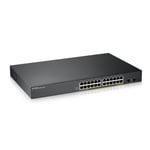 Zyxel 24-Port 10/100/1000 Gigabit PoE Switch | Smartmanaged | Rack Mount | 24 PoE + Port | 170 Watt | 2 SFP Port | VLAN, IGMP, QoS [GS1900-24HP]
