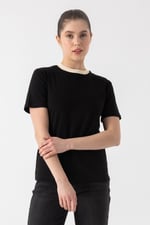 Kontrast Yaka Basic T-Shirt