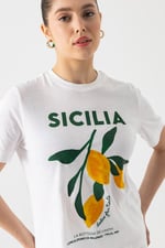 Sicilia Baskılı Nakışlı T-Shirt